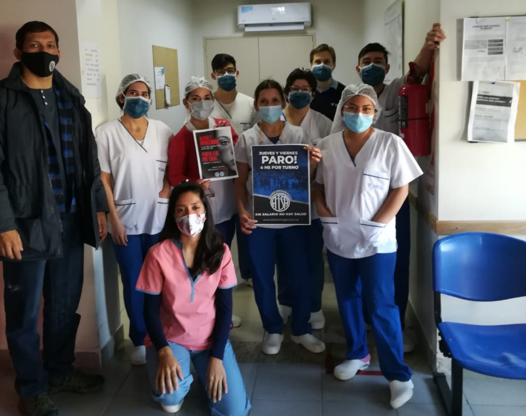 Los trabajadores de sanatorios y clínicas de Bariloche se suman al paro de 4 horas por turno para este viernes. Foto: gentileza ATSA