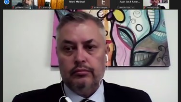 El juez Adrián Dvorzak encabezó la audiencia que se realizó en Viedma. Foto: captura de video.