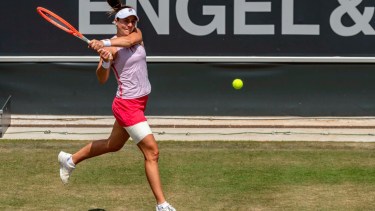 Nadia Podoroska en el partido de hoy, donde quedó eliminada en Alemania. 
