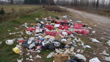 Lago Lacar y Damas Patricias es un basurero improvisado en Roca. (Fotos: César Izza) 