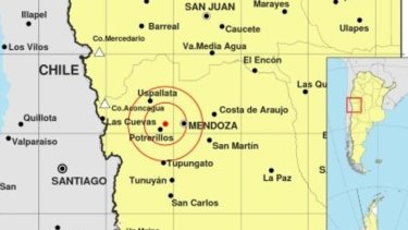 El epicentros de uno de los sismos en Mendoza. 