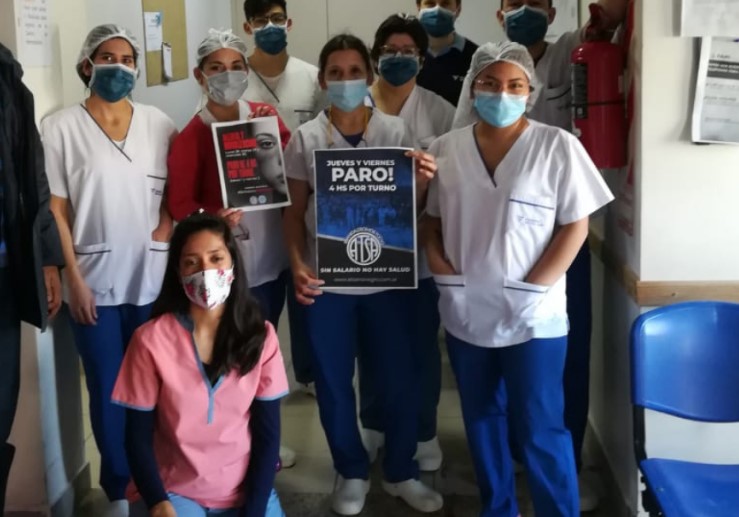 Los trabajadores de sanatorios y clínicas de Bariloche se suman al paro de 4 horas por turno para este viernes. Foto: gentileza ATSA