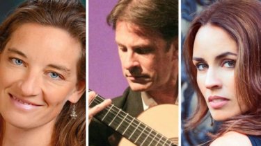 Trío de cámara. La la guitarrista austríaca Bárbara Tschugmell, Damián Cazeneuve y la soprano argentina radicada en Berlín Luciana Roffo.