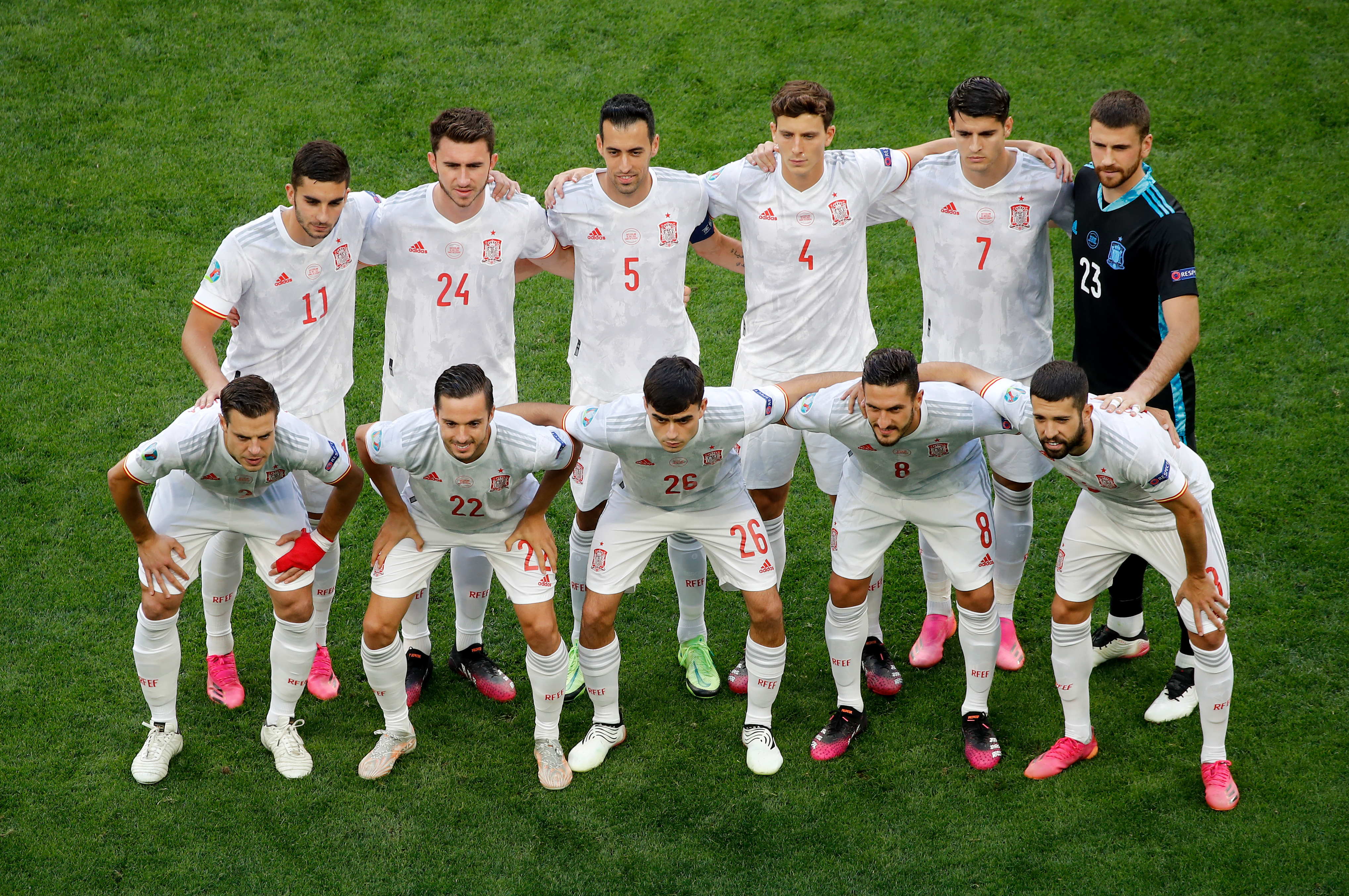 La formación del conjunto español, que llegó a semifinales tras jugar 120 minutos por segunda vez consecutiva. 