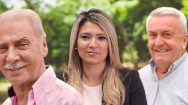 Jorge Sobisch está acompañado por Nadia Márquez y Daniel Baum (Gentileza)