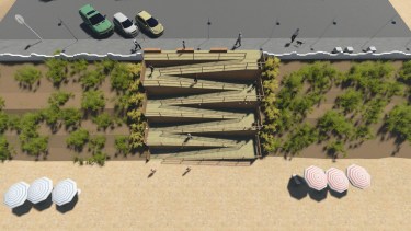 Entre la Quinta y la Sexta, en el 2023 el inversor deberá construir una escalinata compuesta por rampas, para personas con movilidad reducida. Se conocerá como bajada Quinta y Media