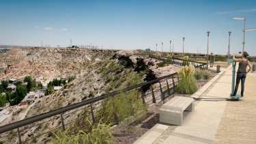 Imagen simulada de cómo quedará la meseta en el Parque Lineal Bardas (gentileza)