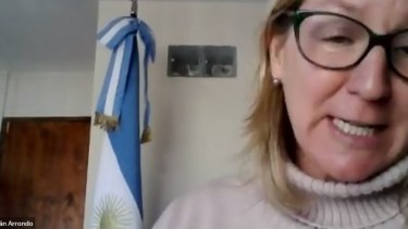 María Eugenia Martini, exintendenta de Bariloche, durante la audiencia de formulación de cargos. 