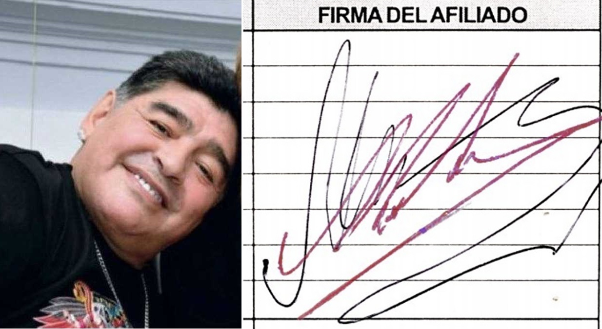"Las diferencias se hallan representadas fundamentalmente en la falta de automaticidad gestante", dijo el informe sobre la firma falsificada de Maradona. Foto: Agencia Télam.