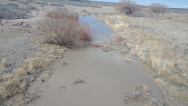 Desde hace unos días, el curso de agua cruza el puente carretero de la ruta nacional 23. Foto: gentileza. 