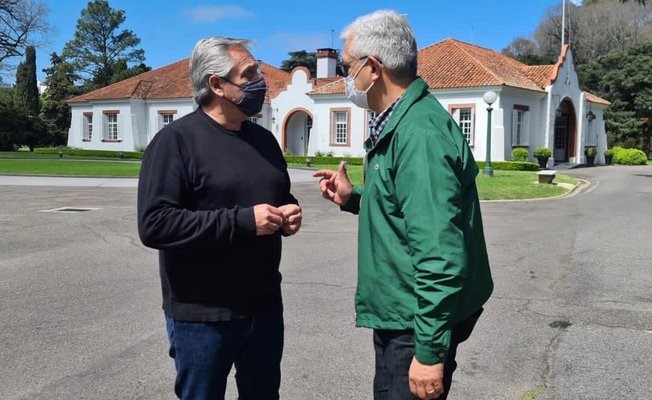 El flamante ministro de Agricultura Julián Domínguez se reunió ayer con el presidente Alberto Fernández en Olivos. 