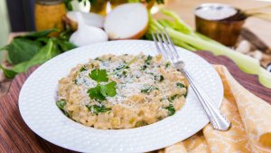 Risotto verde versión Juliana López May: este finde lo hacemos en casa, con amigos