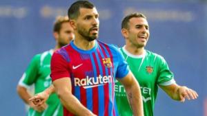 Agüero hizo un gol en la previa a su esperado estreno en el Barcelona