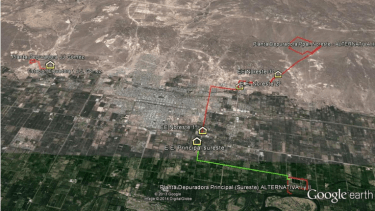 Ubicación de las plantas depuradoras según el resumen del proyecto del Plan Director de Cloacas 2021 de Roca.

