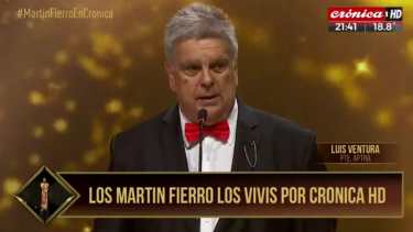 Luis Ventura celebró la vuelta de la premiación de los Martín Fierro. Foto: Captura Crónica TV.