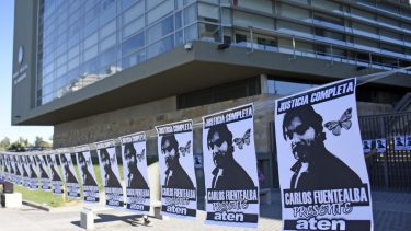 El sindicato docente ATEN acompañó las audiencias que se desarrollaron en la Ciudad Judicial. Foto Florencia Salto.