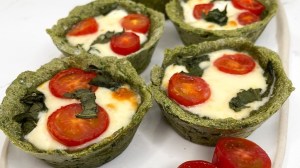 Canastitas integrales con masa de espinaca