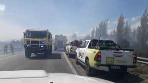 Un incendio interfase obligó a cortar la ruta entre Bariloche y Dina Huapi
