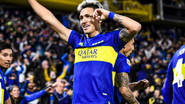 Luis Vázquez abrió la cuenta para Boca ante Sarmiento. 