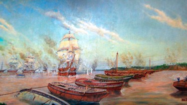 La histórica batalla sobre el río Paraná. Foto: elhistoriador.com.ar