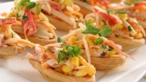 Tarteletas frías de palmitos para la mesa navideña