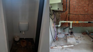 Quitaron hasta los sanitarios del baño. Foto: Gentileza