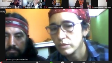 Romina Jones y Alejandro Morales, durante la audiencia. Foto: captura de pantalla