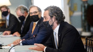 El canciller argentino Santiago Cafiero durante la reunión de ayer con Antony Blinken, del departamento de Estado de EE. UU.