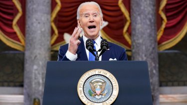Biden fue muy duro con Donald Trump en el acto por el aniversario del ataque al Capitolio. (Foto: AP)