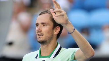 Medvedev festeja su victoria de hoy en Australia. 