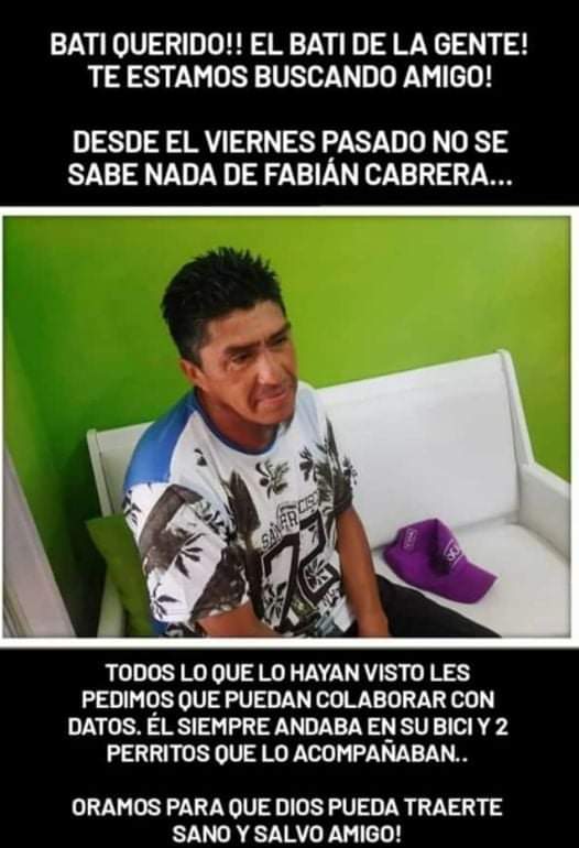 Fabián Cabrera se ausentó hace cuatro días de su hogar. 