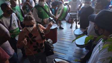 Esta mañana, ATE protestó en las puertas del ISSN. (Oscar Livera).-