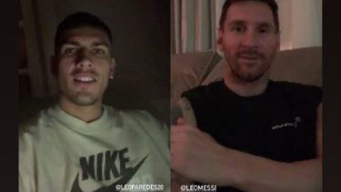 Messi, Paredes y De Paul alientan a la Selección desde sus casas. (Foto: Captura Instagram)