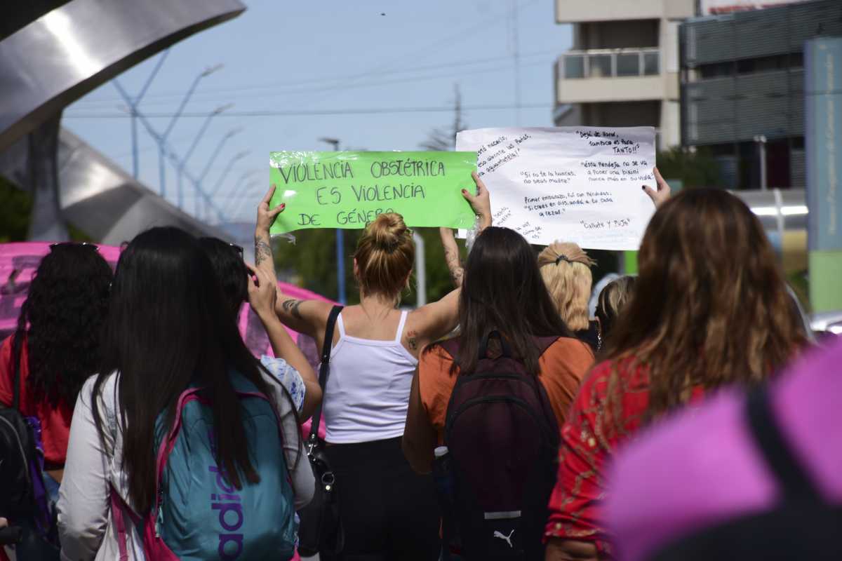Marchan por las calles de Roca contra la violencia obstétrica. Foto: Emiliana Cantera