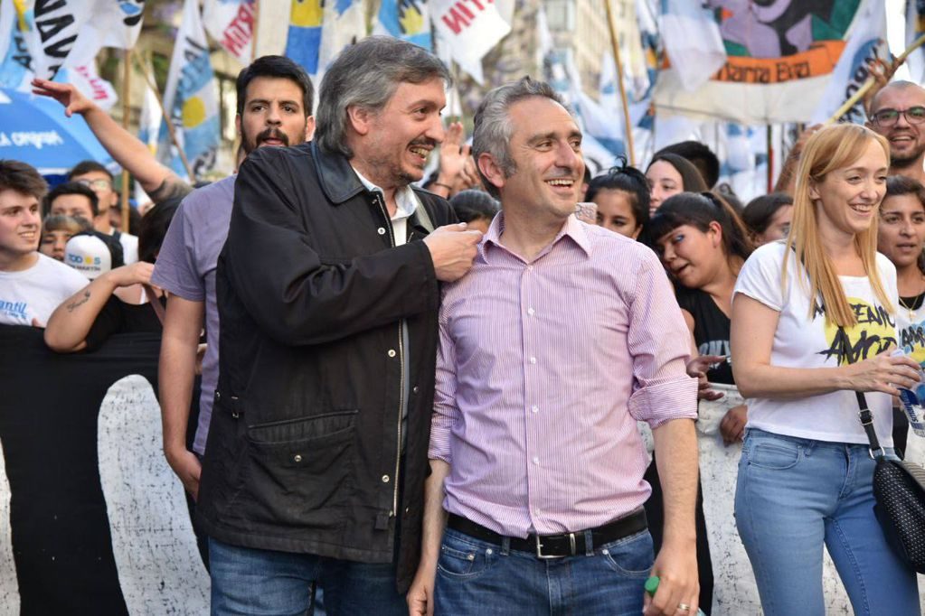 Máximo Kirchner y Andrés “Cuervo” Larroque, líderes de La Cámpora. 