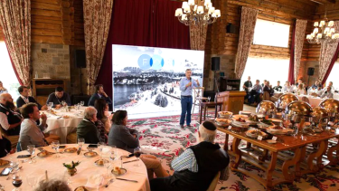 Macri hoy, ante los principales ejecutivos del país.