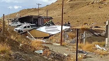 Así quedó una vivienda a causa del viento en el norte de Neuquén. 