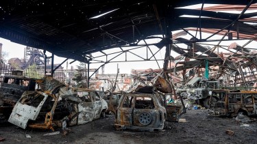 El interior de la segunda empresa metalúrgica más grande de Ucrania, en Mariupol. Foto: AP 