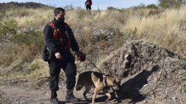 Personal policial y de Gendarmería, junto con canes, buscan determinar cuál fue el paradero de la menor. Foto: Télam.- 