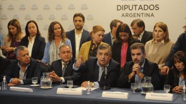 Los referentes opositores durante la conferencia de prensa. 