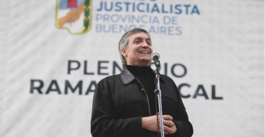 Máximo Kirchner participó del cierre del plenario sindical del PJ Bonaerense en la ciudad de Baradero, previo a la celebración del Día del Trabajador,