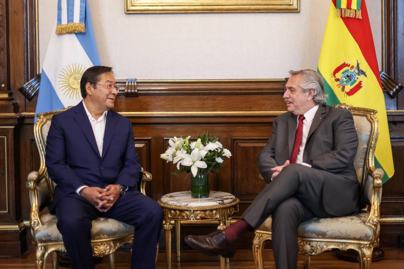 Los presidentes Fernández y Arce tuvieron un encuentro en Casa Rosada (ESTEBAN COLLAZO/Presidencia Argentina)