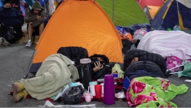 Las carpas frente al Ministerio de Desarrollo Social estuvieron montadas  durante 48 horas.