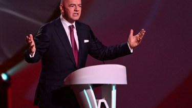 Gianni Infantino, presidente de FIFA, en el discurso que inauguró la ceremonia del sorteo. 