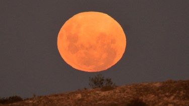 Así se pudo ver la luna desde las bardas de Roca. (Fotos: Alejandro Carnevale)
