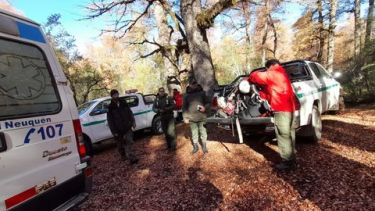 La mujer oriunda de Neuquén fue asistida por personal médico. Foto: Gentileza Parque Nacional Lanín. 