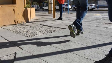 La vereda de la Municipalidad de Roca, un mal ejemplo.