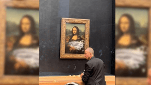Un hombre le arrojó una torta a la Mona Lisa en el Museo del Louvre