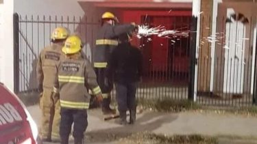 La perra estuvo atrapada en las rejas de una vivienda de Plottier por horas. Foto: Gentileza Facebook Rocio Hermosilla