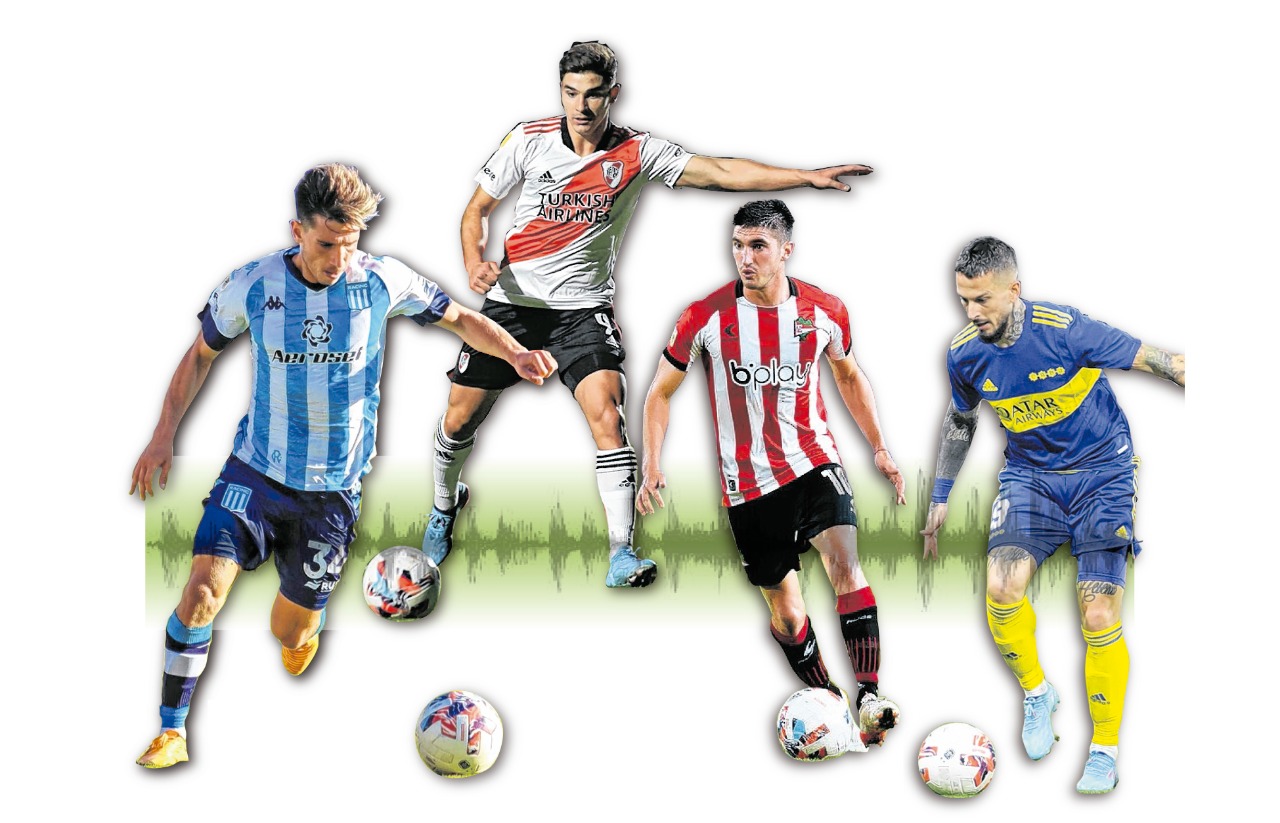 El roquense Facundo Mura (Racing), Julián Álvarez (River), el cipoleño Gustavo Del Prete (Estudiantes) y Darío Benedetto (Boca), jugadores clave de los cuatro clasificados hasta ahora a los cuartos de final de la Copa de la Liga.